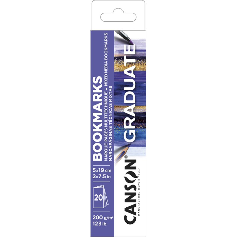 CANSON GRADUATE MIXED MEDIA bookmarks, 50×190 mm, white, 200 g/m²